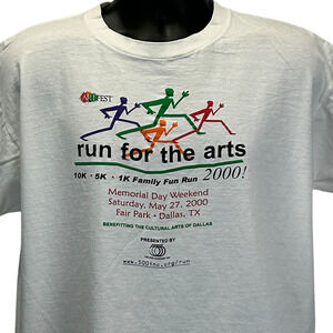 Vintage Run For The Arts T Shirt Dallas Texas Runner Running White XL X-Large